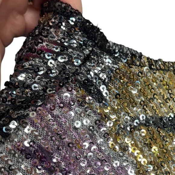 NEW Free People Gold Rush Sequin Top in Amethyst Combo Party Size XS - Picture 10 of 13